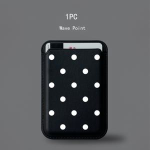 TEMU 아이폰 16/15/14/13/12 프로 맥스용 귀여운 러브 웨이브 포인트 패턴 블랙 PU 가죽 지갑 카드 홀더 자석 카드 클립 폰 케이스, 자석 월렛 카드 홀더 폰 액세서리|카드지갑|폰케이스|아이폰케이스