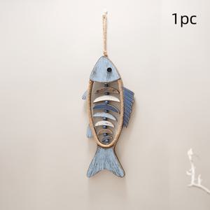 TEMU 수공예 목재 물고기 해골 벽 장식 - 3D 지중해 스타일 작은 펜던트, 손으로 그린 물고기 뼈 모델, 방 및 현관 배경용, 해안 분위기 매달린 장식, 집 벽 장식, 제조 목재
