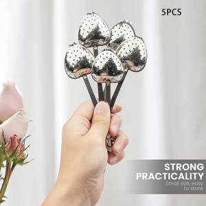 TEMU 5개 세트 스테인레스 스틸 하트 모양 티 스트레이너, 미세한 메쉬 및 튼튼한 손잡이 - 자유로운 잎, 허브 및 향신료 침전에 이상적 - 주방 및 식사용으로 쉽게 청소할 수 있는 티 필터