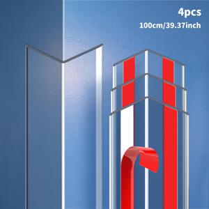 TEMU 4개 투명 자체 접착 벽 모서리 보호대, 설치 쉬운 가구 코너 에지 프로텍터, 뾰족한 가구 안전 범퍼 커버, 4가지 사이즈