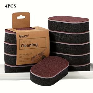 TEMU 4팩 마법 에메리 스펀지 - 주방, 욕실, 유리, 벽, 바닥용 이중면 고밀도 자연 청소 스펀지 - 냄비 청소, 녹 제거, 어려운 얼룩 청소