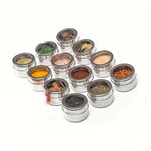 TEMU 12개 자석 향신료 용기 | 스테인리스 스틸 창의적인 흔들기 시각 박스 (소금, 후추용), 보관 조합 세트, 주방 액세서리, 선물용으로 적합 Faidabio