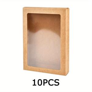 TEMU 10개 세트 크래프트 종이 사진 프레임 상자, 투명 창이 있는 2.54x13.69x18.69cm 크기, 접을 수 있는 스타 필름, 인사 카드, 생일, 결혼, , 부활절 사진 포장용 - 다목적 보관 솔루션