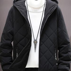 TEMU 남성용 패딩 겨울 코트 - 후드 숏 재킷, 지퍼 포켓 & 로마스 디자인, 추운 날씨용 따뜻한 아우터웨어 (캐주얼/아웃도어) - 슬림핏 쉬운 관리 (손세탁/드라이클리닝)