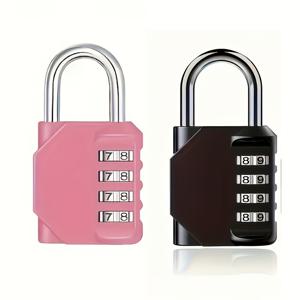 TEMU 2팩 SecurePlus 지질 합금 조합 패드락, 4자리 코드, 날씨에 내성을 갖고, 조립이 필요하지 않음, 충전되지 않음, 학교 체육관 회의실 호텔 공장 보관함, 창문, 도구 상자, 잠금 상자 - 블랙 & 핑크 혼합