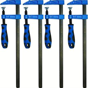 TEMU 블루 핸들이 있는 4개 세트 퀵 릴리스 F 클램프, 6인치 & 12인치 - 목공용 헤비듀티 메탈 구조, 가구 조립 및 DIY 프로젝트에 이상적 - 초보자와 전문가를 위한 인체공학적 디자인의 목공 도구, 견고한 설계