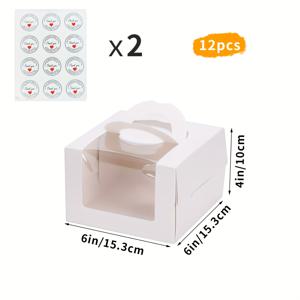 TEMU 12개입 MOMODELLI 투명 창문 케이크 상자 (플립형 뚜껑 포함) - 결혼식, 생일, 파티, 용 우아한 투명 상자 - 튼튼한 종이 구조, 케이크, 컵케이크, 도넛, 초콜릿에 적합 - 가정, 전문가용으로 완벽