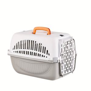 TEMU 공간 여행용 휴대용 애완동물 캐리어, PP 소재로 제작된 통기성 메쉬와 손잡이, 대조 색상 디자인, 철문 및 플라스틱문으로 제공, 안전과 안정성을 보장하는 두 가지 스타일(코너), 고양이와 개와 같은 작은 동물에게 적합하며, 수의사 방문에도 편리하며, 가정에서 보관하기 좋으며 외출에도 편리함