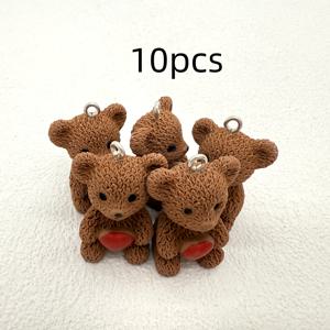 TEMU 5개/10개 레진 하트 곰돌이 펜던트, 주얼리 제작에 완벽, 귀걸이, 목걸이 및 가방 액세서리에 이상적, 귀여운 만화 스타일, 올 시즌 착용 가능