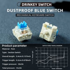 TEMU 드링키 기계식 키보드 스위치, 3핀 핫스왑, 게임 스타일, 내구성 있는 플라스틱, 구리 슬리브, 수리 가능, 블랙, 레드, 브라운, 블루 제공|키보드