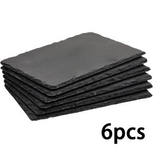 TEMU 6-팩 TOCOME 천연 슬레이트 서빙 트레이, 9.84x5.9인치, 식품 등급 블랙 슬레이트 델리 플레이트, 미식가 치즈 플래터, 주방 식사 파티, 고기, 치즈, 과일, 디스플레이 보드에 이상적
