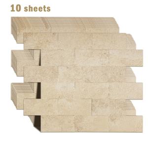 TEMU 10팩 SHINYHOME 접착식 스톤 타일 시트 - 베이지/베이지/브라운/그레이/베이지/베이지/베이지, 탈부착 가능한 백스플래시, 욕실 및 주방 벽 패널, 쉬운 설치 스톤 느낌 표면 (그라우트 필요 없음)
