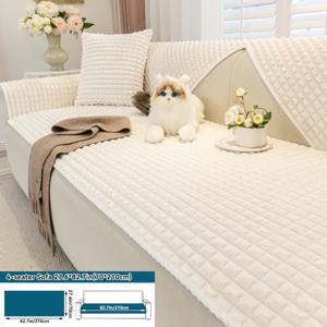 TEMU 1pc 글램 스타일 애완동물 친화적인 소파 커버, 짧은 플러시 폴리에스테르 보호자, 기계 세척 가능, 미끄럼 방지, 의자, 러브시트, 3좌석, 4좌석 및 섹션 소파용 가구 보호, 가정 및 사무실 장식용, 모든 계절용 튼튼한 소파 패드|3인용쇼파|소파패드