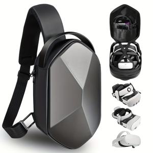 TEMU Oculus Meta Quest 3/3s/Quest 2, BOBOVR S3PRO/M3PRO용 SARLAR 패션 하드 여행 케이스, Kiwi Design/BOBOVR All Elite 헤드 스트랩 액세서리와 호환되는 확장 가능한 용량, 크로스바디 슬링 백팩, quest2 및 quest3에 적합