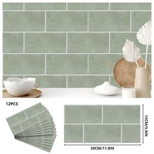 TEMU 12개 그린 필 & 스틱 타일 데칼, 5.9