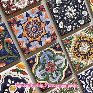 TEMU 5개의 손그림 유리 장식품을 포함한 패키지, 빈티지 스페인 스타일, DIY 프로젝트, 홈 데코, 예술 작품, 더 많은 장식 물질에 적합합니다.