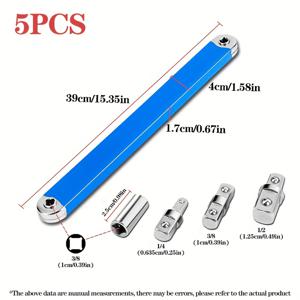 TEMU 2-in-1 다기능 조절 가능한 래칫 및 양면 연장 바, 15.35인치 길이, , 1/4