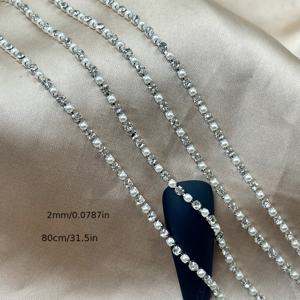 TEMU 아름다운 네일 아트를 위한 디자인, 라인스톤 체인, 모든 펄 프렌치 체인, 컬러풀 AB 라인스톤, 독특한 네일 체인에 스타일리시한 펄과 보석을 혼합합니다.