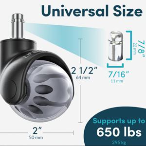 TEMU 2인치 볼 가구 의자 나일론 PU 휠 나사 범용 나일론 가구 지구 휠 볼 캐스터 5개 세트, 사무실 의자, 가정용 의자, 전자 스포츠 의자 등에 적합