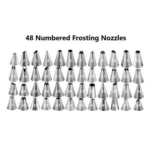 TEMU 48개 스테인레스 스틸 과자 노즐 세트, 베이킹, 아이싱, 쿠키, 디저트 장식용 DIY 케이크 장식 팁, 주방 가제트