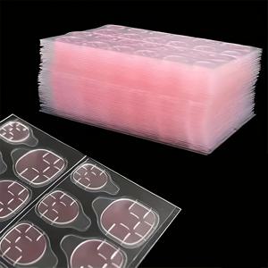 TEMU 1200개 울트라-씬 방수 통기성 양면 네일 접착 스티커, 핑크 & 클리어 - 안전하고 오래가는 매니큐어를 위한 슈퍼 스티키 젤리 네일 패치, 발레 모양 & 짧은 길이 네일에 이상적