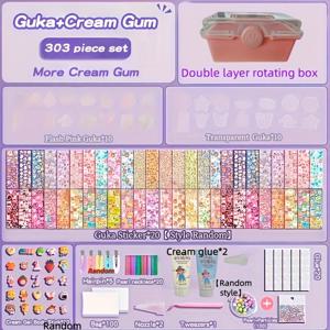 TEMU 303개 Guka 스티커 세트 (공예 키트 포함) - 혼합 색상, 플라스틱 재질, 할로윈 및 크리스마스에 적합 - 완벽한 생일 또는 휴일 선물, 포장지 및 선물 상자 포함, 축제 선물 상자 | 생생한 스티커 | 내구성 좋은 스티커