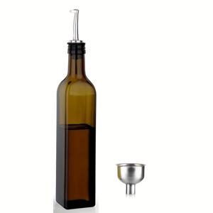TEMU 17oz 유리 올리브 오일 병 분배기 - 500ml 녹색 오일 및 식초 크루트, 분배기 및 펜들 - 주방용 올리브 오일 카레 데칸터