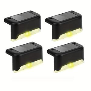 TEMU 4팩 태양광 데크 라이트, 솔라 울타리 조명, IP44 야외 파티오 라이트, 전원 태양광 라이트, 태양열로 구동되는 야외 계단 조명, 울타리, 계단, 파티오, 뒷마당, 길을 위한 태양열 울타리 계단 조명