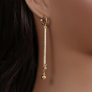 TEMU 우아한 18K 금색 코팅된 구리 귀걸이, 합성 큐빅 지르코니아, 둥근 비즈 체인 펜던트, 깃털이 없는, 일상 및 휴가용