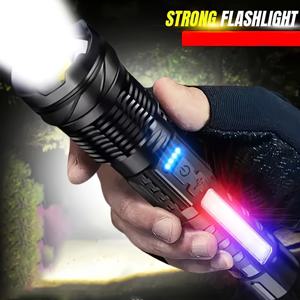 TEMU 다기능 야외 손전등, 초고광도 텔레스코픽 줌 손전등, 충전식 캠핑 램프, 여행, 하이킹, 낚시 및 비상 상황에 적합|후레쉬