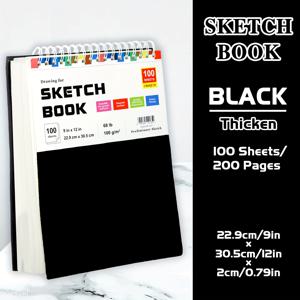 TEMU 1개, 200페이지, 9X12인치, 두꺼운 스케치북, 스피럴 바운드, 내부 찢어질 수 있는 드로잉 노트북, 영감 레코드, 연필, 컬러 연필, 마커, 워터 컬러 및 기타 드로잉 재료로 사용할 수 있는 편리한 휴대용 드로잉 아트 용품, 학교로 돌아가기