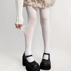 TEMU 봄 가을 일본 스타일 얇은 아우터웨어 팬티스타킹, 여성용 화이트 라이닝 양말, 흰색 타이츠 한 켤레, 시스루 스타킹,봄 패션,클래식 스타킹, 디자인,부드러운 소재,가벼운 원단,시스 양말,얇은 스타킹,일상 필수품,캐주얼 의상