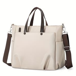 TEMU 데일리 나일론 여성 노트북 가방, 초경량 듀얼 메인포켓 여성 브리프케이스, 대용량 중성 숄더백, 이중층 두꺼운 컴퓨터 수납공간, 출퇴근 및 출장용