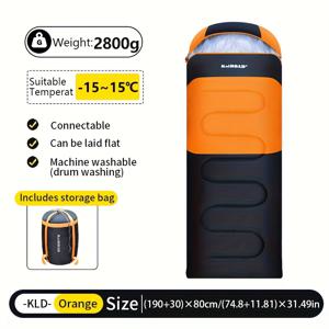 TEMU KAIROAD 싱글 인원 겨울용 슬리핑백 - 0-19°F 극한 추위 방지, 100% 폴리에스터, 지퍼 잠금장치, 직사각형 디자인, 사무실 낮잠 및 캠핑 & 차량 사용 가능, 키 5'7