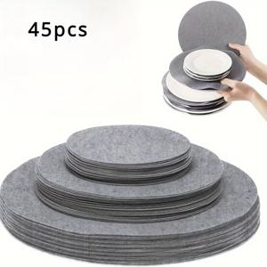 TEMU 45개 펠트 팬 매트, 컵 매트, 히트 매트, 디너 플레이트, 펠트 라운드 플레이트, 팬 매트, 팬 매트, 디바이더 매트