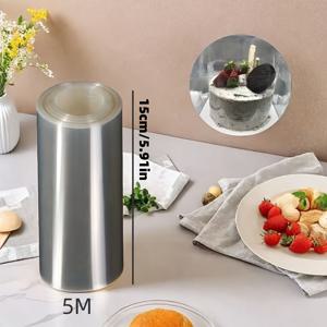 TEMU 1 롤, 5M 투명 케이크 컬러 롤, 3.94인치/4.72인치/5.91인치/7.87인치, 초콜릿 장식용 플라스틱 무스 서라운드 필름