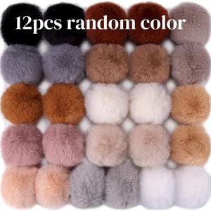 TEMU 12개 부드러운 인조 토끼털 폼폼 탄성 고리 포함 - 모자, 열쇠고리, 스카프 및 가방에 완벽 - 이상적인 크리스마스 및 할로윈 장식