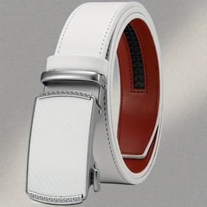 TEMU 1개 남성용 래칫 벨트 - 조절 가능한 자동 버클, 맞춤 크기 흰색 드레스 벨트, 금속 버클, 아버지의 날, 데이 및 졸업을 위한 패셔너블 선물 상자