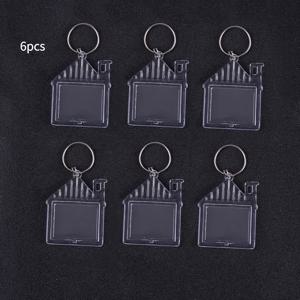 TEMU [2D 플랫] 6개의 집 모양 아크릴 키체인 세트, 스타일리시하고 미니멀한 디자인을 특징으로 합니다. DIY 키체인 장식 액세서리, 가족, 친구, 커플에게 적합하며, 특별하고 의미 있는 선물을 만듭니다.|키링