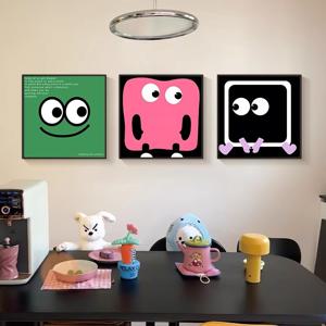 TEMU 현대적인 만화 아트 캔버스 프린트 3개 세트, 컬러 벽 포스터, 도파민 포스터 아트, 현대적인 홈 데코레이션에 적합 - 거실, 침실, 어린이 방 - 액자 없음