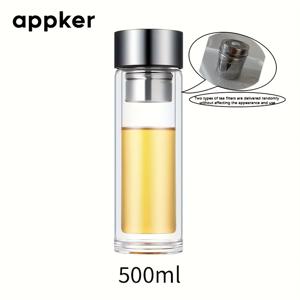 TEMU 앱커 1개 13.52/16.9oz 자성 찻잎 우려내기 컵, 고온 내성, 대용량, 휴대용 스포츠 찻잎 분리 컵, 내구성 있는 유리 재질, 손잡이 포함 - 남성용 - 데이 선물로 완벽