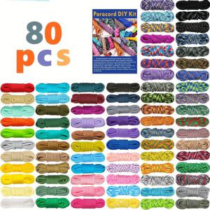 TEMU 80-Color Weaving Rope 브레이슬릿 만드는 키트, 다기능 로프 10피트 포함, 초보자 튜토리얼 책 포함 - 친구 브레이슬릿 및 손수 만든 선물에 완벽, 혼합 색상, 브레이슬릿 만드는 용품.