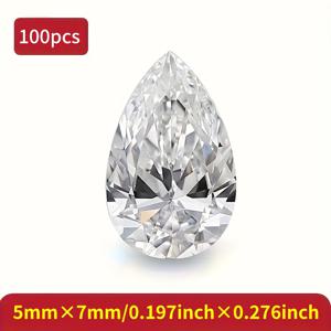 TEMU 100개 4*6Mm/5*7Mm 물방울 모양 백색 합성 지르코니아, 반짝이는 합성 지르코니아, DIY 보석 만들기 재료, 정밀 절단 기술, 반지, 목걸이, 패ンデ트, 귀걸이 및 DIY 프로젝트에 적합, 휴일 및 기념일 선물에 최고의 선택입니다.|링귀걸이