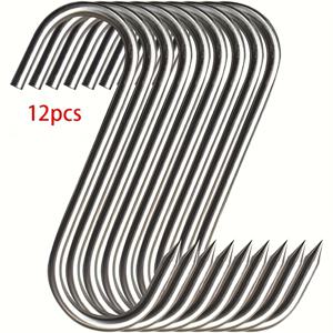 TEMU 12개 대형 18cm/7.08인치 고품질 스테인리스 스틸 S자 고리 - 모던 벽걸이 고리, 간편한 설치, 걸이 및 건조에 적합, 광택 표면, 걸이 고리, 건조 고리, 세련된 디자인, 내구성 좋은 고리, 벽걸이 고리, 가정 정리 용품