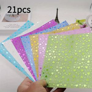 TEMU 21팩 다색 브론징 글리터 종이, 러브 스타 패턴, 라인스톤 오리가미 크랜 종이, 아트 크래프트 및 DIY 프로젝트용 카드 제작 재료