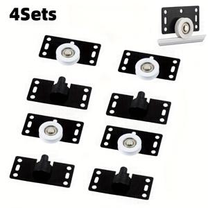 TEMU 4세트 옷장 도어 휠 트랙 풀리 캐비닛 상하 트랙 도어 무소음 도어 휠 가이드 레일