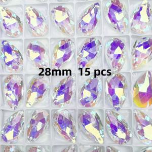 TEMU 15개 28mm 대형 AB 유리 프리즘 비즈 - 무지개빛 반짝임 - 웨딩, 창문, 발코니 & 파티 장식용 반사 구형 펜던트 - 우아한 걸이 유리 비즈 (끈/케이블 호환)