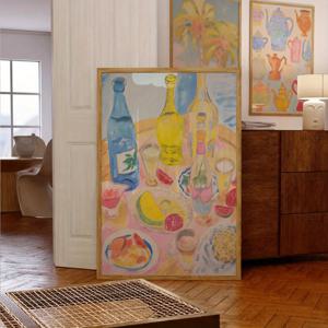 TEMU 1pc, 바 카트 장식, 아름다운 아트, 도파민 장식, 패션 벽 장식, 와인 포스터, 레스토랑 장식, 주방 장식, 식품 일러스트레이션, 핑크 아트, 거실 장식, 침실 장식, 프레임리스