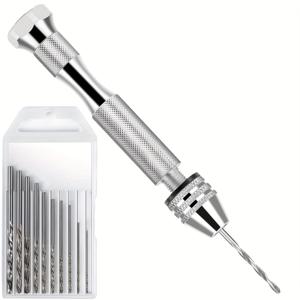 TEMU 레진 캐스팅 몰드용 핀 , 손 드릴 및 10개 드릴 비트를 특징으로, 에폭시 레진 아트, 목공, 도자기 프로젝트 및 DIY 레진 키체인 보석 제작에 적합합니다.