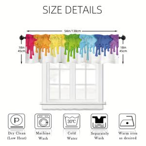 TEMU 생동감 있는 무지개 프린트 드립 발란스 커튼 - 현대적인 추상 예술, 주방, 거실, 침실, 카페용 컬러풀한 짧은 창문 처리 - 폴리에스터 원단, 쉬운 설치 로드 포켓 디자인, 거실 장식